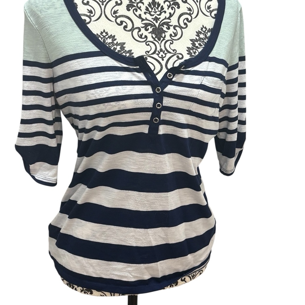 Reitmans Striped Henley Top – Size M